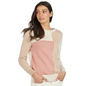 Barbour Pink and Cream Crew Neck Sweater
